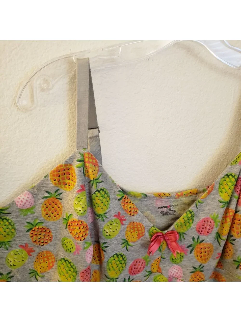 Avenue Body PIneapple Print Cotton Blend Tank Dress/Chemise Sz 22/24 EUC